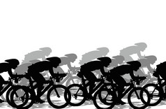 一群骑自行车者运行竞争