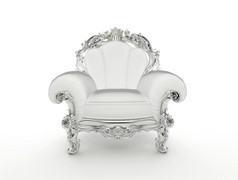 luxuty 巴洛克式扶手椅和孤立白背上的银相框