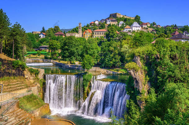 波斯尼亚和黑塞哥维那Jajce镇和Pliva瀑布