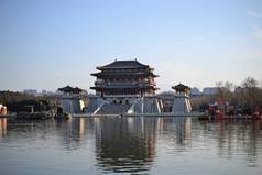 中国陕西西安大唐芙蓉园与唐代传统中国建筑