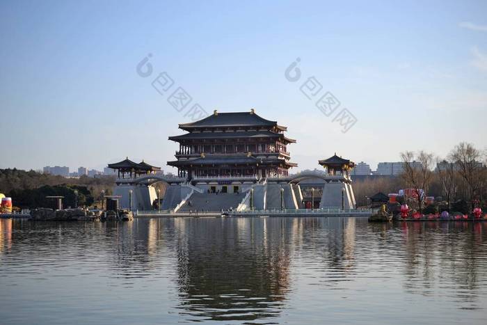 中国陕西西安大唐芙蓉园与唐代传统中国建筑图片-包图网企业站