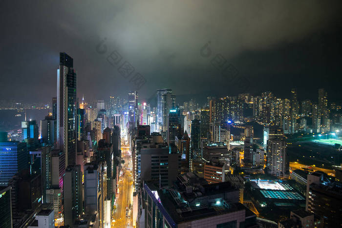 香港夜景的屋顶.