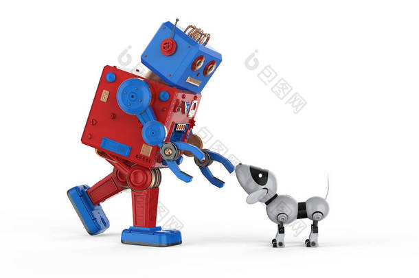 锡玩具机器人与狗机器人