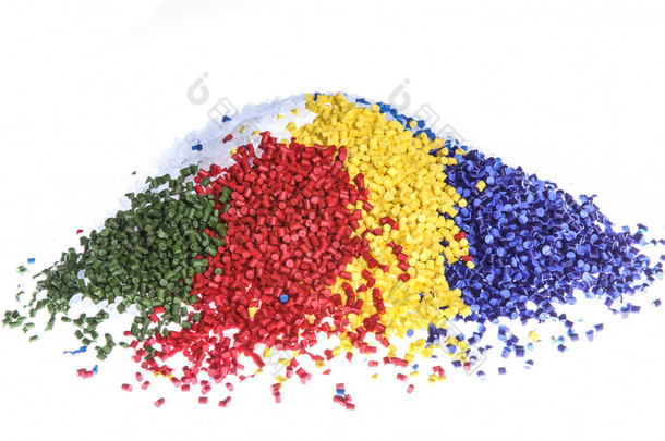 色彩缤纷的塑料聚合物颗粒
