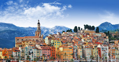 南方欧洲-芒通-美丽的小镇，边境法郎的颜色