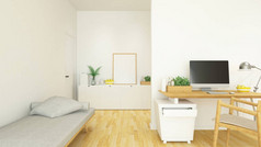 工作场所和居住面积在房子或公寓-3d 渲染