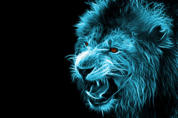 数字幻想艺术的狮子