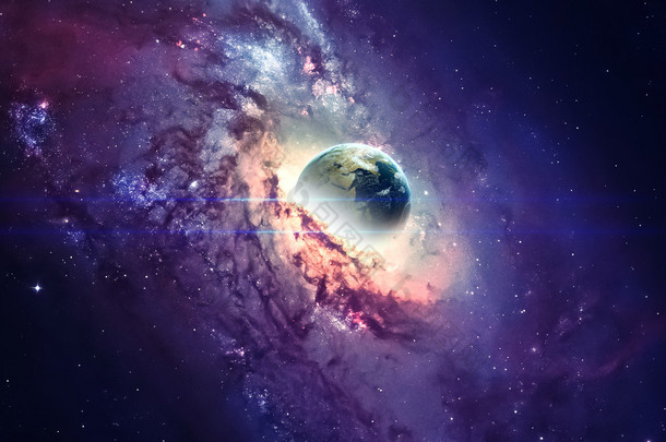 太空中的银河系, 宇宙之美, 黑洞。由 Nasa 提供的元素