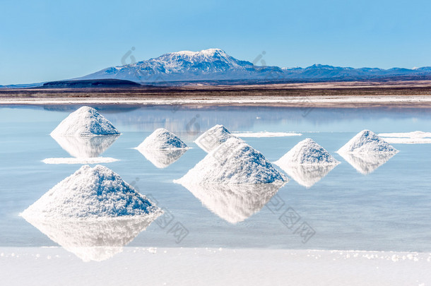 咸水湖-salar de 在玻利维亚的乌尤尼