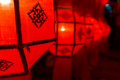 泰国传统装饰红色纸灯笼 