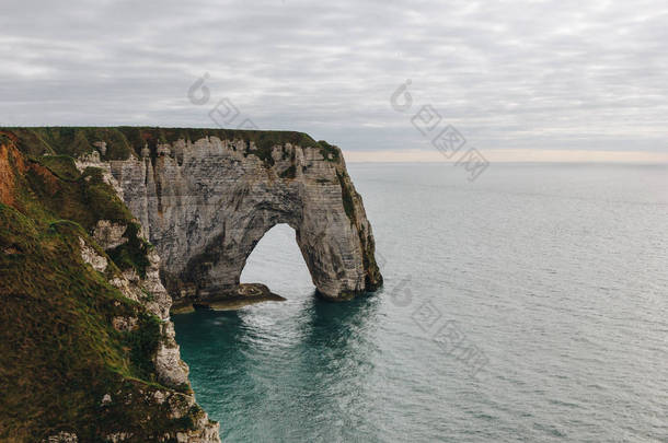 岩石峭壁和海的鸟瞰, 鲁昂, 诺曼底, 法国