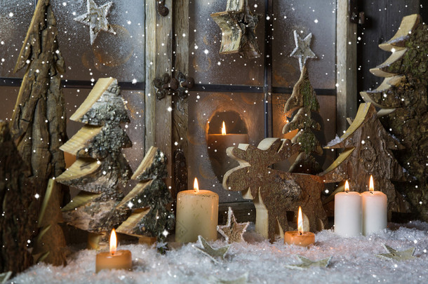 手工制作圣诞装饰木树与驯鹿.