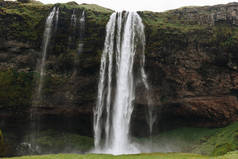 冰岛高地美丽 Seljalandsfoss 瀑布景观观 