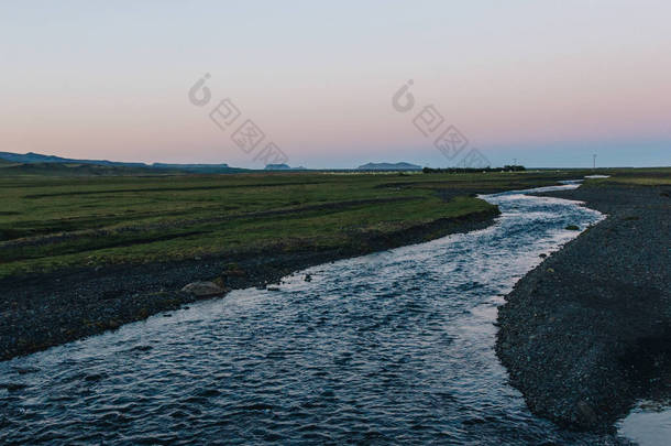 冰岛近草甸河道山水<strong>景观</strong>观