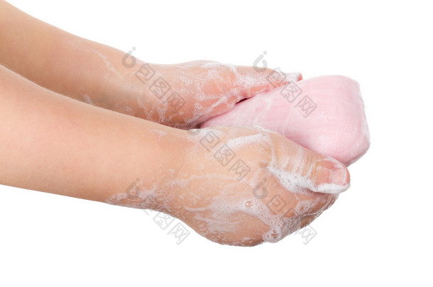 香皂在孩子的手