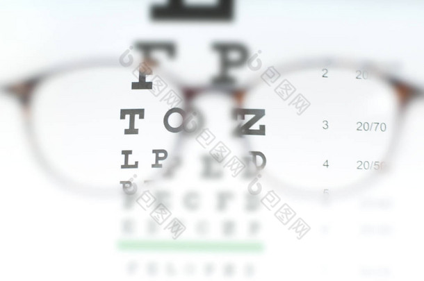 通过眼镜看到视力表视力测试.