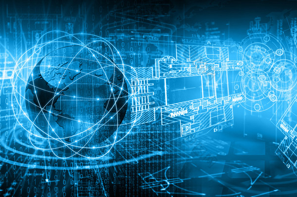 全球商业的最佳互联网概念。环球，发光的线条在技术背景。电子、 Wi-Fi 、射线、符号、互联网、电视、移动和卫星通信