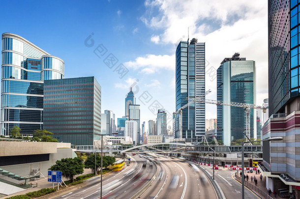 交通和建筑在现代城 Hong 岗