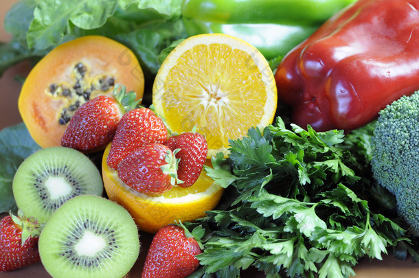 健康的饮食和健身-特写维生素 c 的来源.