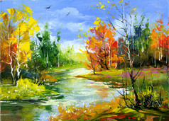 秋季景观与木河