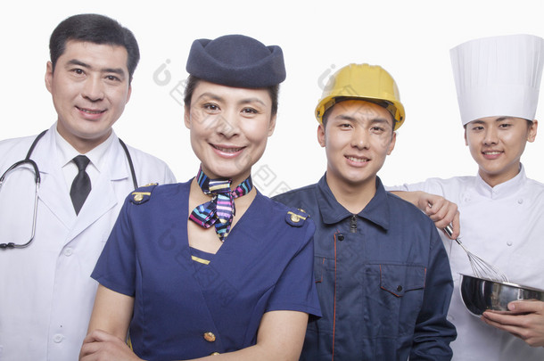 医生、 空姐、 建筑工人和厨师