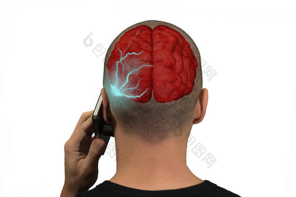 手机辐射大脑中