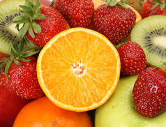 一堆健康的水果食物