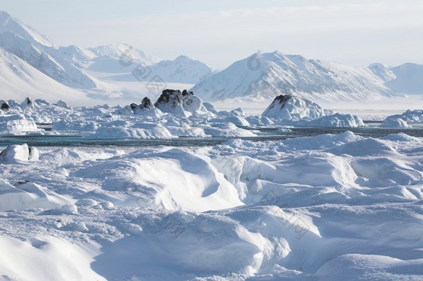 北极的白色雪景摄影图
