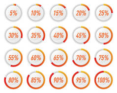 信息图形用橙色圆形百分比图的收集