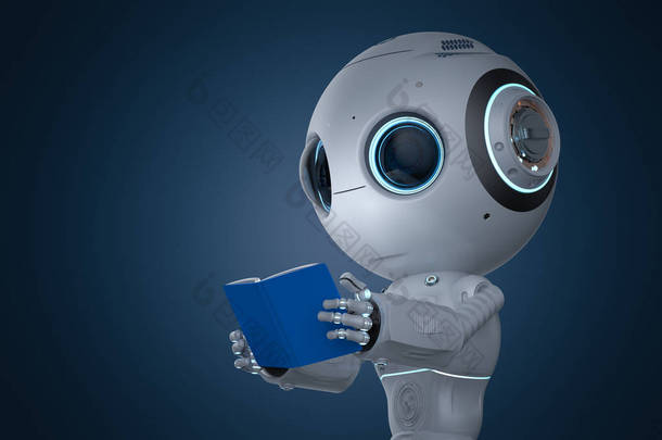 机器学习概念与3d 渲染可爱的<strong>人工智能机器人</strong>读书