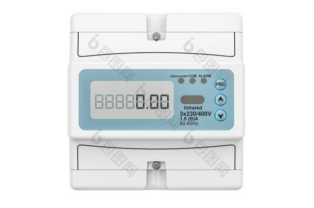 Modern electric meter, 3D rendering