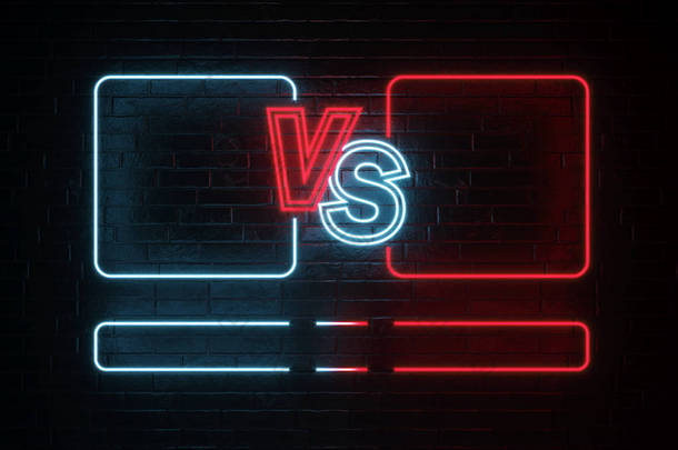 Versus Screen. Fight backgrounds competition. 3D rendering.