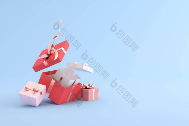 Mock up of gift box in minimal style. 3D rendering.