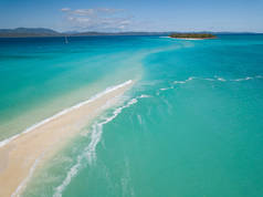 壮丽的风景, 加勒比海岛与水晶般清澈的海水, 沙洲在海