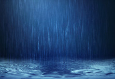 雨水滴落在地板上在多雨的季节