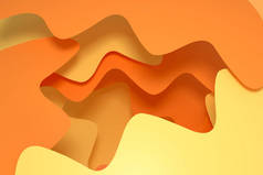 曲线纸背景，橙色和黄色背景，3D 渲染