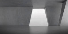 阳光下混凝土空间的抽象给墙体投下阴影，几何结构，博物馆空间，野蛮建筑的视角，3D渲染.