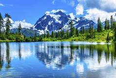 图片舒克桑湖常青树山美国华盛顿