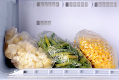 冷冻的蔬菜冷冻袋中关闭