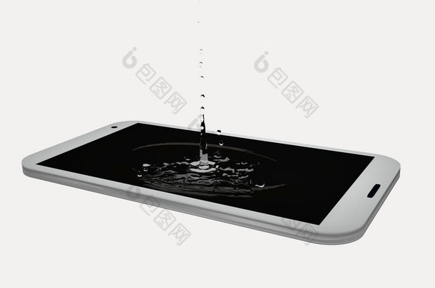 水流入手机显示屏.