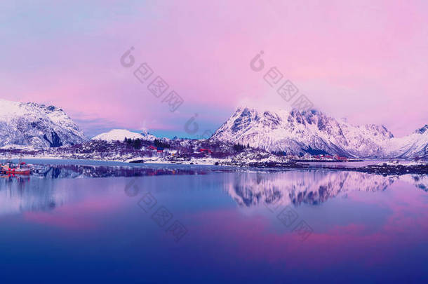 挪威冬季湖