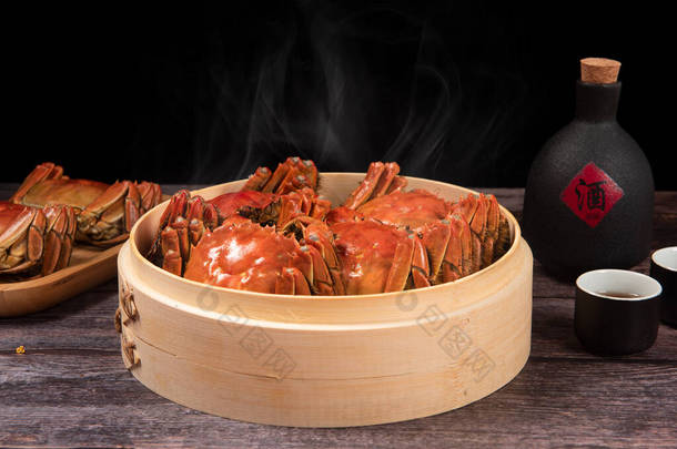蒸中国绒螃蟹，上海毛螃蟹