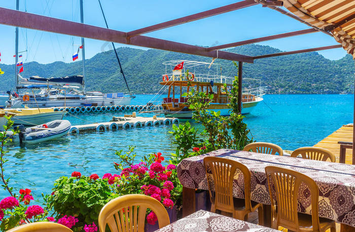 休息在 Kekova 湾, Kalekoy, 土耳其海岸