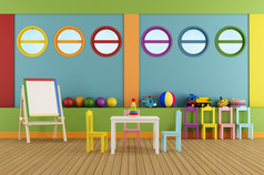 空荡荡的幼儿园教室