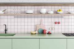 现代设计的厨房内部特写镜头。3d 渲染.
