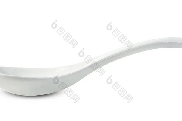 陶瓷勺子,白色背景隔离,包括剪切路径