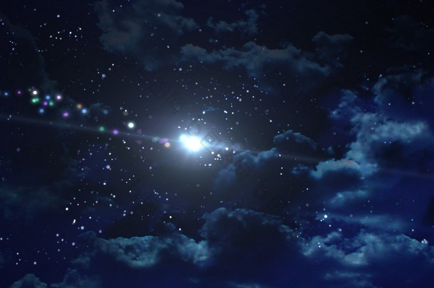 与星光背景的美丽夜晚的天空