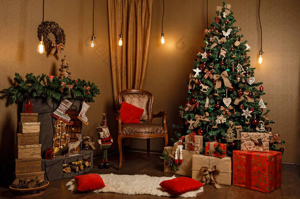 可爱的圣诞装饰房间