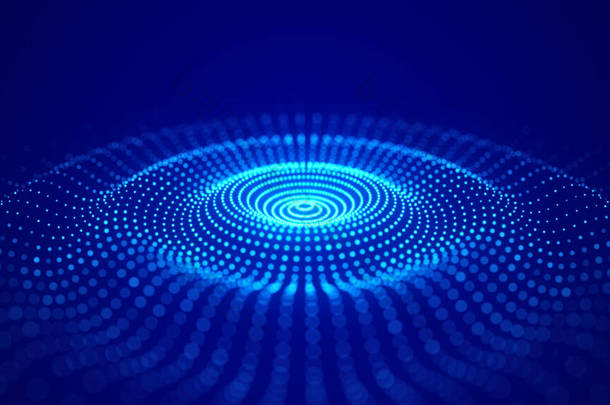 粒子的波涛动态波的抽象背景。3d渲染.