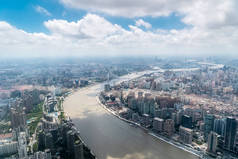 上海城市景观鸟图, 蜿蜒黄浦江穿过城市